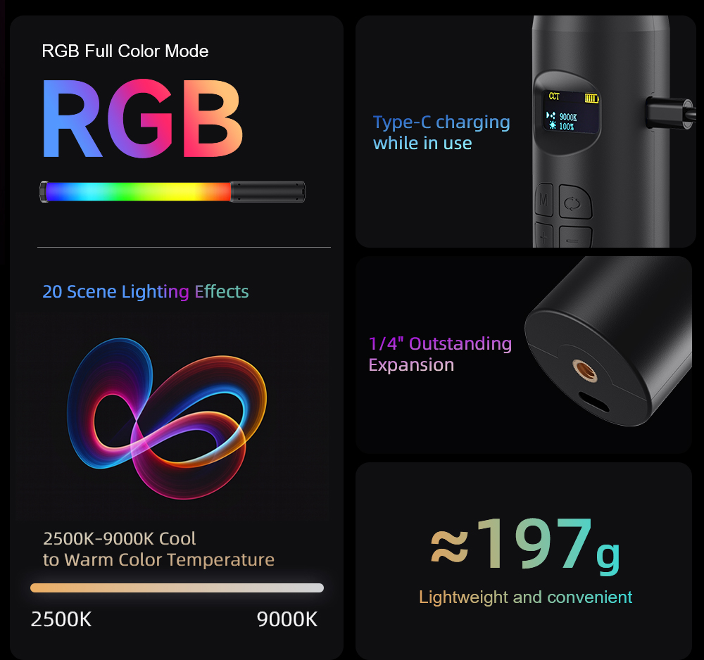 LUXCEO P300 RGB Tube 5W 380LM  - огляд і ціна Photography Lighting Youtube