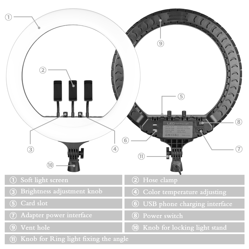 SH 18 Inch Knob Ring Light LED - огляд і ціна Photography Lighting Youtube