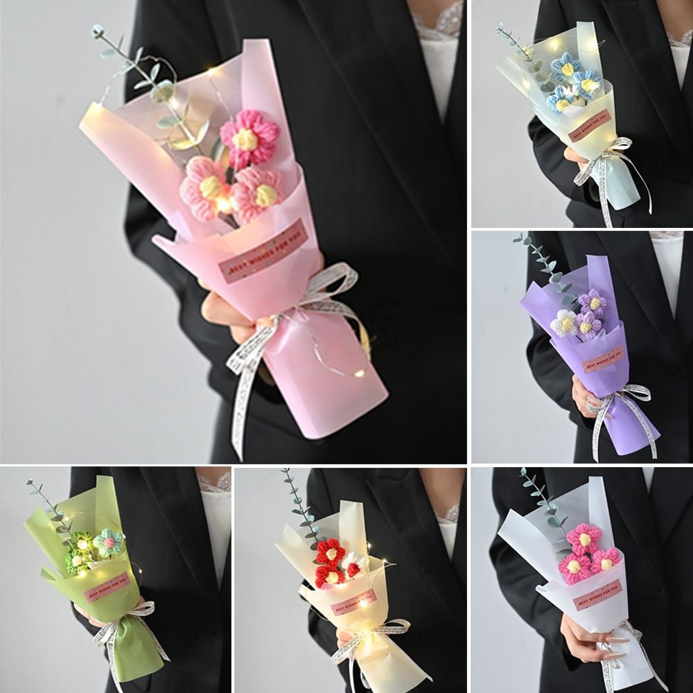 Knitted Crochet Flowers Bouque - огляд і ціна Photography Artificial Lighting