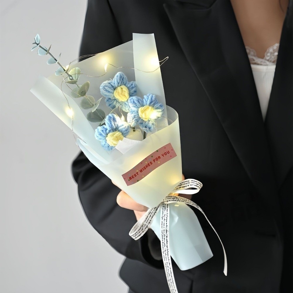 Knitted Crochet Flowers Bouque - огляд і ціна Photography Artificial Lighting