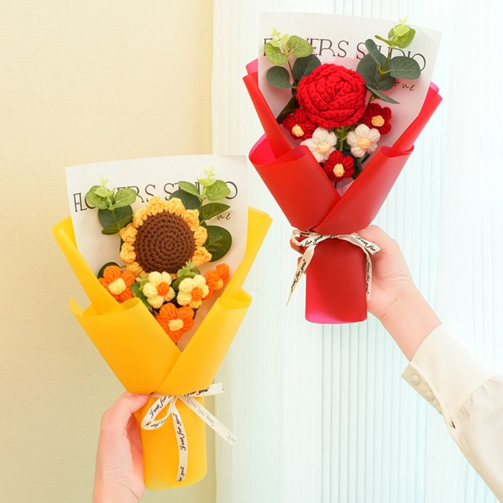 Knitted Crochet Flowers Bouque - огляд і ціна Photography Artificial Lighting
