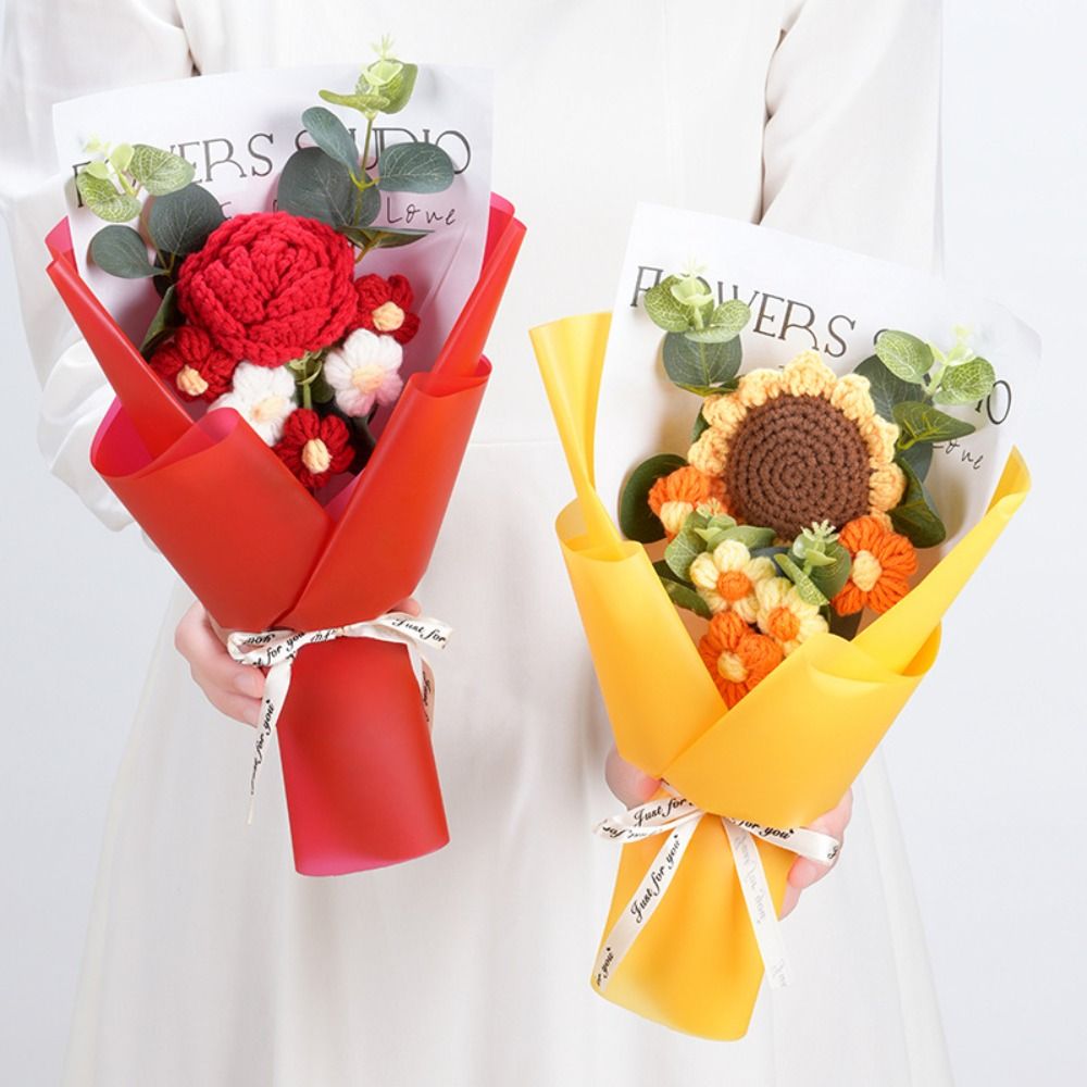Knitted Crochet Flowers Bouque - огляд і ціна Photography Artificial Lighting