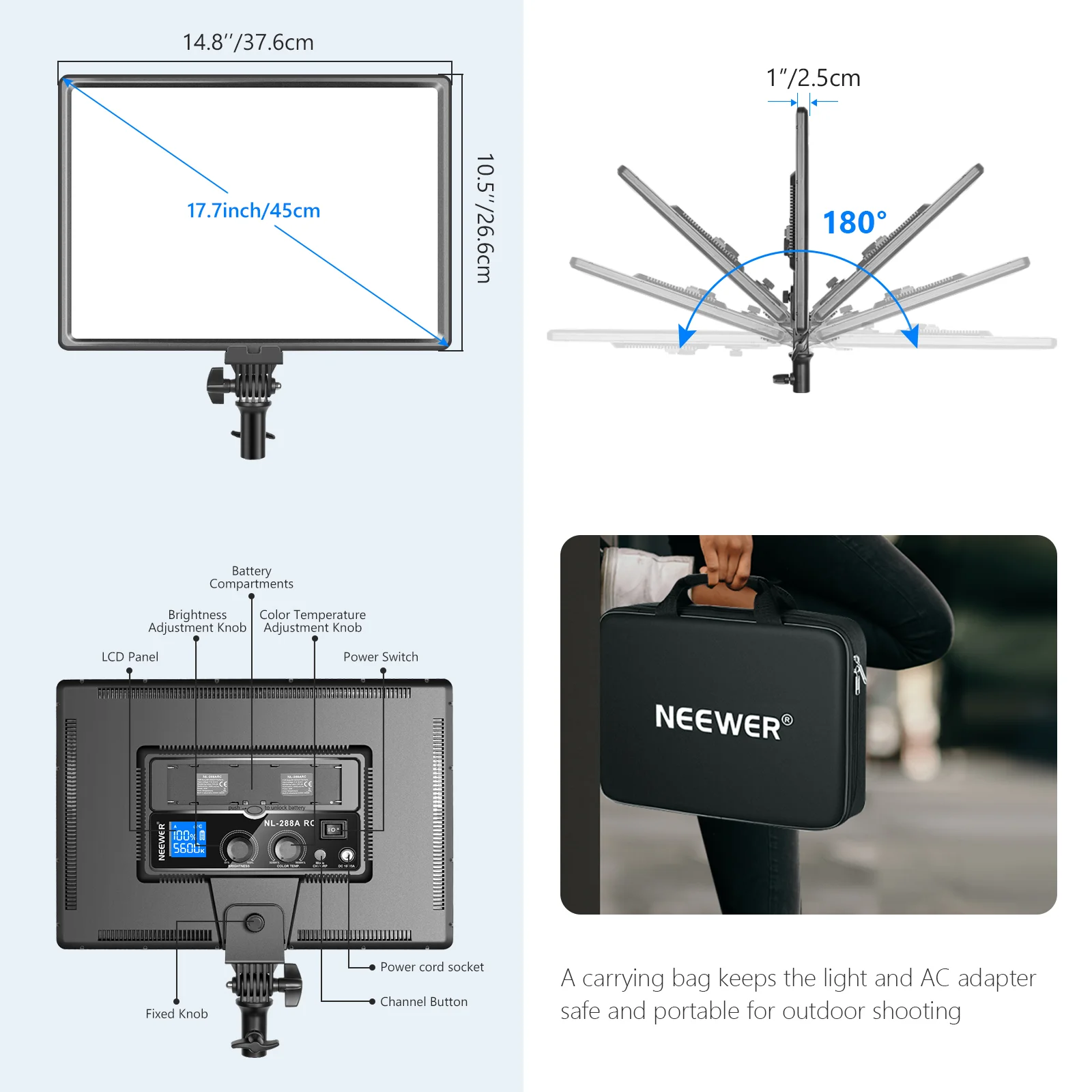Neewer NL288 Large LED Video L - огляд і ціна Photography Lighting Youtube
